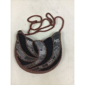 ADY Beaded Black, Copper And Silver Crossbody Bag Purse